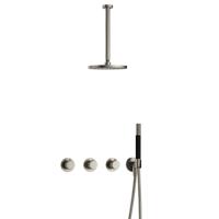 Hotbath Cobber X - CX7067 - Inbouw Regendoucheset - Geborsteld Nikkel - 2 Stopkranen - Thermostatisch - Plafondbuis 30 cm - Hoofddouche 200 mm - Staafhanddouche - Waterbesparend - thumbnail