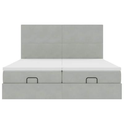 Ottoman bed met matrassen 160x200cm fluweel lichtgrijs