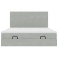 Ottoman bed met matrassen en LED's 160x200cm fluweel lichtgrijs - thumbnail