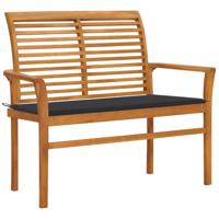 Tuinbank met antracietkleurig kussen 112 cm massief teakhout - thumbnail