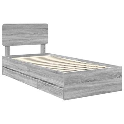 Bedframe met lade Grijze Sonoma 75 x 190 cm Geconstrueerd hout