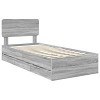 Bedframe met lade Grijze Sonoma 75 x 190 cm Geconstrueerd hout - thumbnail