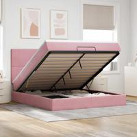 Ottoman bed met matrassen 180x200cm fluweel roze - thumbnail