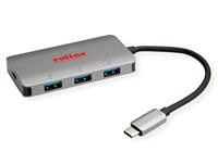 ROLINE USB 3.2 Gen 1 Hub, 3-voudig, Type C aansluitkabel (PD+Data) - thumbnail