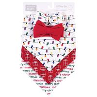 Hudson Baby Unisex Cotton Bib and Headband Set, Christmas Lights, One Size - thumbnail