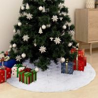 VidaXL Kerstboomrok luxe 122 cm kunstvacht wit - thumbnail