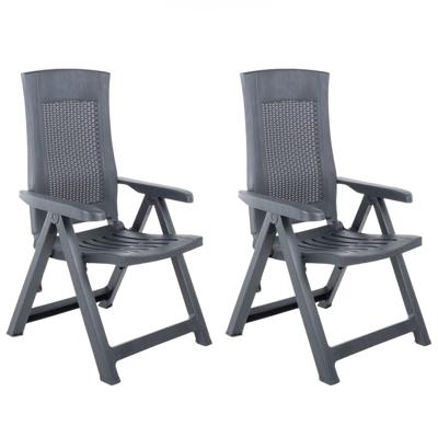 Tuinstoelen 2 st verstelbaar kunststof antracietkleurig