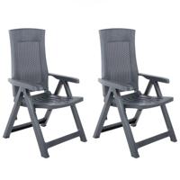 Tuinstoelen 2 st verstelbaar kunststof antracietkleurig - thumbnail