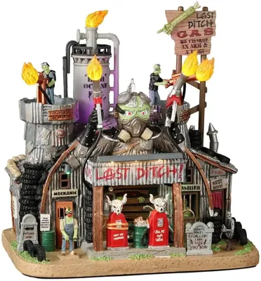 Lemax last ditch gas & salvage verlicht huisje Spooky Town 2022
