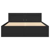 Bedframe met hoofdeinde zonder matras 140x200 cm zwart - thumbnail