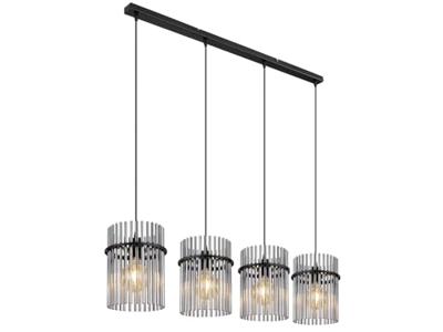 Globo Zwarte hanglampGorley met smoke glas 4-lichts - 15698-4H