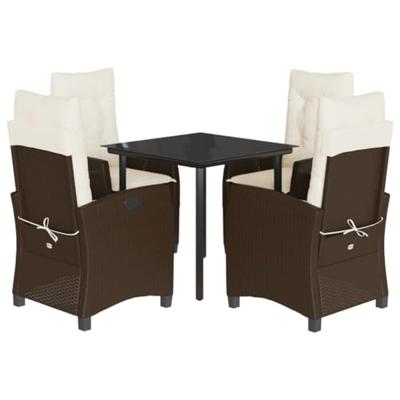 5-delige Tuinset met kussens poly rattan bruin 5-delige Tuinset met kussens poly rattan bruin