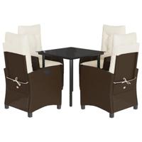 5-delige Tuinset met kussens poly rattan bruin - thumbnail