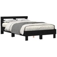 Bedframe met hoofdeinde Zwart eiken 120 x 190 cm Bewerkt hout - thumbnail