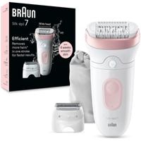 Elektrische epilator - BRAUN - Silk-épil 7 - Gemakkelijk ontharen - Langdurig zachte huid - 7-030 - Wit / Roze - thumbnail