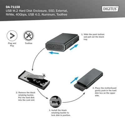 Digitus DA-71158 behuizing voor opslagstations SDD-behuizing Grijs M.2 - thumbnail