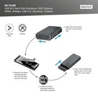 Digitus DA-71158 M.2 SSD-behuizing USB-C 4 40 GBit/s M.2 PCIe NVMe 2230, 2242, 2260, 2280 DA-71158 - thumbnail