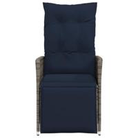 Tuinstoelen 2 st verstelbaar met kussens poly rattan grijs - thumbnail