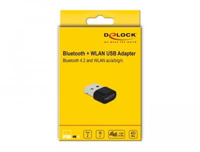 Delock 61000 Bluetooth 4.2 en dual-band WLAN ac/a/b/g/n 433 Mbps USB-adapter