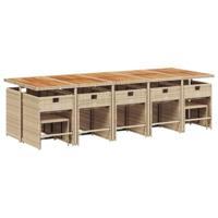 15-delige Tuinset met kussens poly rattan beige - thumbnail