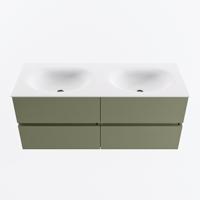 MONDIAZ VICA 120cm badmeubel onderkast Army 4 lades. Wastafel MOON dubbel zonder kraangat, kleur Talc. - thumbnail