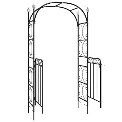 Tuinboog met poort 108x45x235 cm staal zwart Tuinboog met poort 108x45x235 cm staal zwart