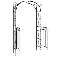 Tuinboog met poort 108x45x235 cm staal zwart - thumbnail