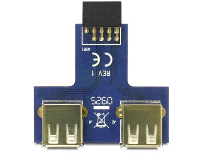 Delock 41824 USB-pinheader female > 2 x USB 2.0 female - omhoog