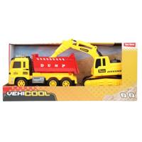 CARS & TRUCKS Vehicool kiepwagen met graafmachine - thumbnail