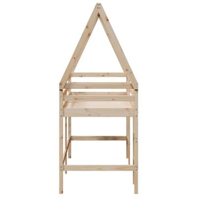Halfhoogslaper met ladder en bedhuis grenenhout 80x200 cm