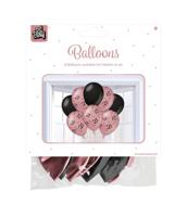 Ballonnen 21 Jaar Roze/Zwart (8st) - thumbnail