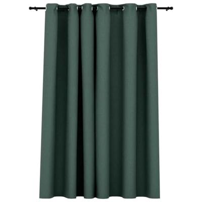 VidaXL Gordijn linnen-look verduisterend met ogen 290x245 cm groen VidaXL Gordijn linnen-look verduisterend met ogen 290x245 cm groen