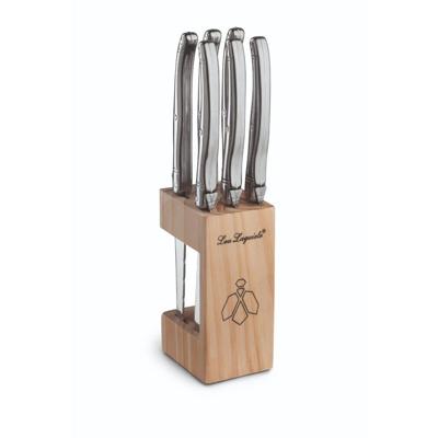 Lou Laguiole Steakmessen 6 Stuks + Houten Blok