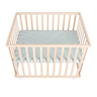 Babybox - ROBA - 75 x 100 cm - Inclusief matgroene boxmat 'Roba Style' - Wielen - Natuurlijk hout - thumbnail