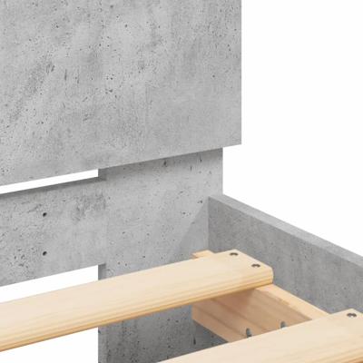 Bedframe met hoofdeinde en LED betongrijs 150x200 cm