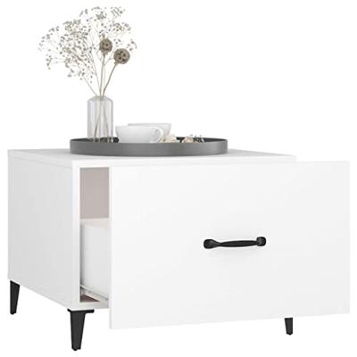 Salontafel 2 st met metalen poten 50x50x40 cm wit - thumbnail