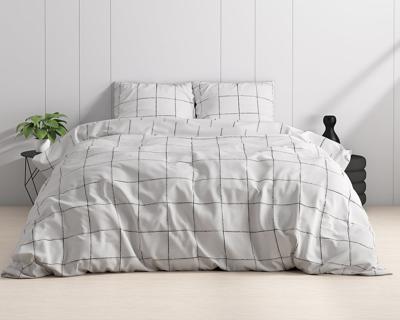 Sleeptime - Deep Check Dekbedovertrek Katoen-Satijn - Wit - 240 x 220 Sleeptime - Deep Check Dekbedovertrek Katoen-Satijn - Wit - 240 x 220