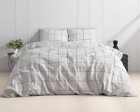 Sleeptime - Deep Check Dekbedovertrek Katoen-Satijn - Wit - 240 x 220 - thumbnail