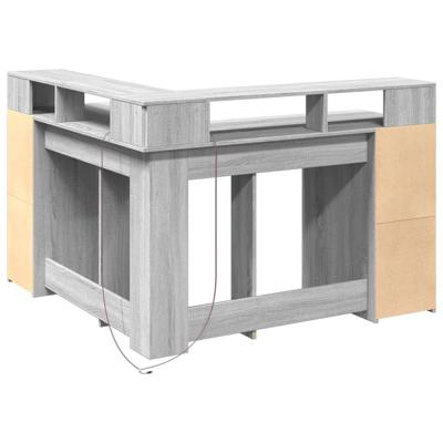 Bureau met LED-verlichting 130x130x91 cm hout grijs sonoma