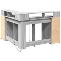 Bureau met LED-verlichting 130x130x91 cm hout grijs sonoma - thumbnail