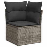 7-delige Loungeset met kussens poly rattan grijs - thumbnail