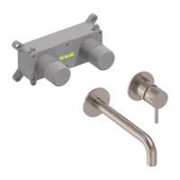 Inbouw Wastafelmengkraan MAY Stilo Eenhendel Incl. Inbouwbox Geborsteld Nickel PVD - thumbnail