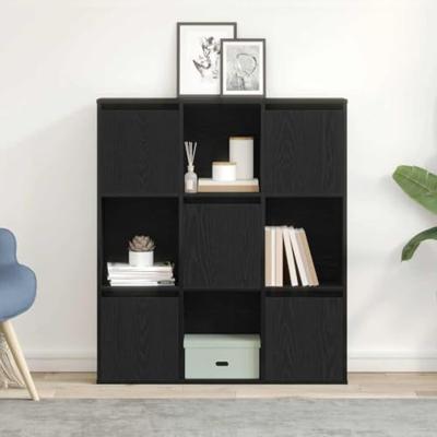 Boekenkast 89x24x101,5 cm bewerkt hout zwart eikenkleurig