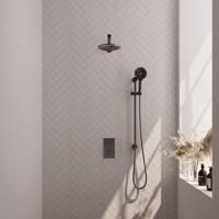Gunmetal Carving thermostatische inbouw regendouche set met 3-weg omstelling en handdouche - thumbnail