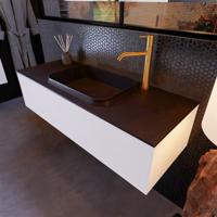 Badkamermeubelset Mondiaz Erin 120 cm met 1 Lade met RIDGE Wastafel Midden Urban met 1 kraangat Greeploos Mat Carrara - thumbnail