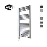 Elektrische Radiator Sanicare HWV Met Wifi 111,8x60 cm Gunmetal 730W Met Thermostaat Zwart Linksonder - thumbnail