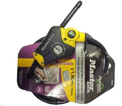 Antidiefstalapparaat - MASTER LOCK - Python 8433EURD - Verstelbare lengte van 30 cm tot 1,8 m - Gedraaid staal - Zwart