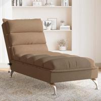 Massage chaise longue met kussens stof bruin - thumbnail