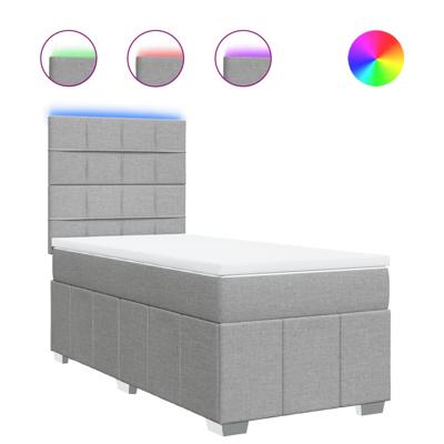 Boxspring met matras stof lichtgrijs 140x200 cm - thumbnail