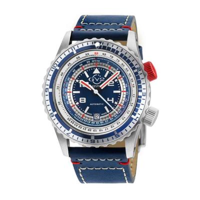 Gevril GV2 Contasecondi Men's Blue/Red Dial Blue Calfskin Leather Watch 3507 Heren Horloge Gevril GV2 Contasecondi Men's Blue/Red Dial Blue Calfskin Leather Watch 3507 Heren Horloge